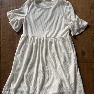 White Textured Kids Dress